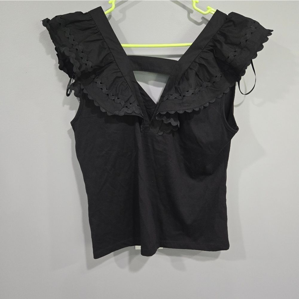 🐢 Marc New York Marc Andrews Black Ruffle Top Size M
